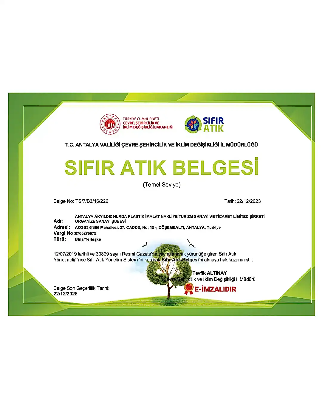 Çevre İzin Belgesi